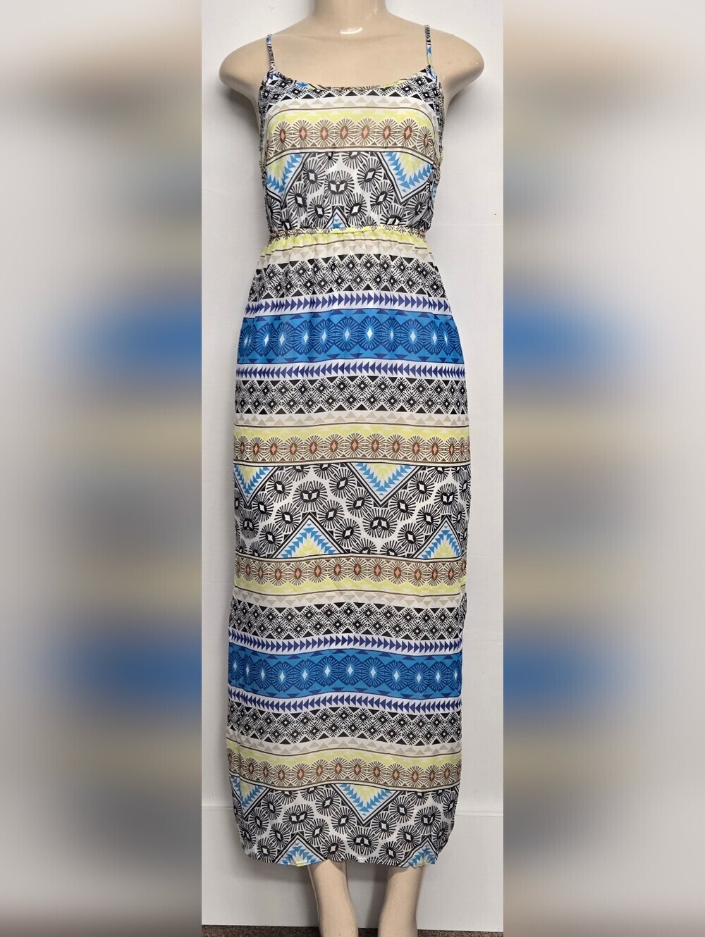 Old Navy Long Dress XS Spaghetti Straps Elastic Waist Maxi Bohemian Chiffon